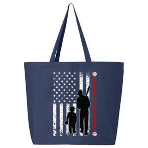 Wo Funny Proud Baseball Little Brother US Flag Father's Day 25L Jumbo Tote