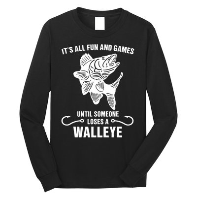 Walleye Fishing Pine Forest Treeline Fisherman Gift Long Sleeve Shirt