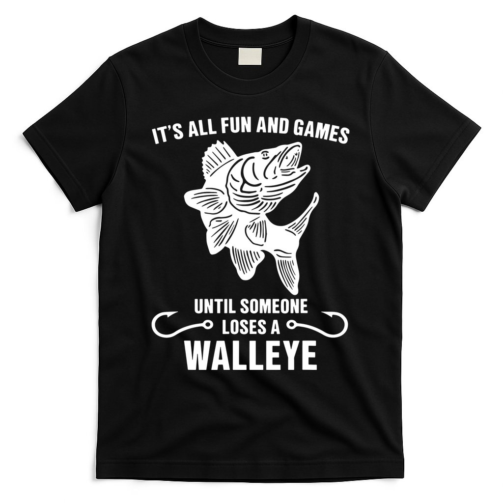 Walleye Fishing Pine Forest Treeline Fisherman Gift T-Shirt