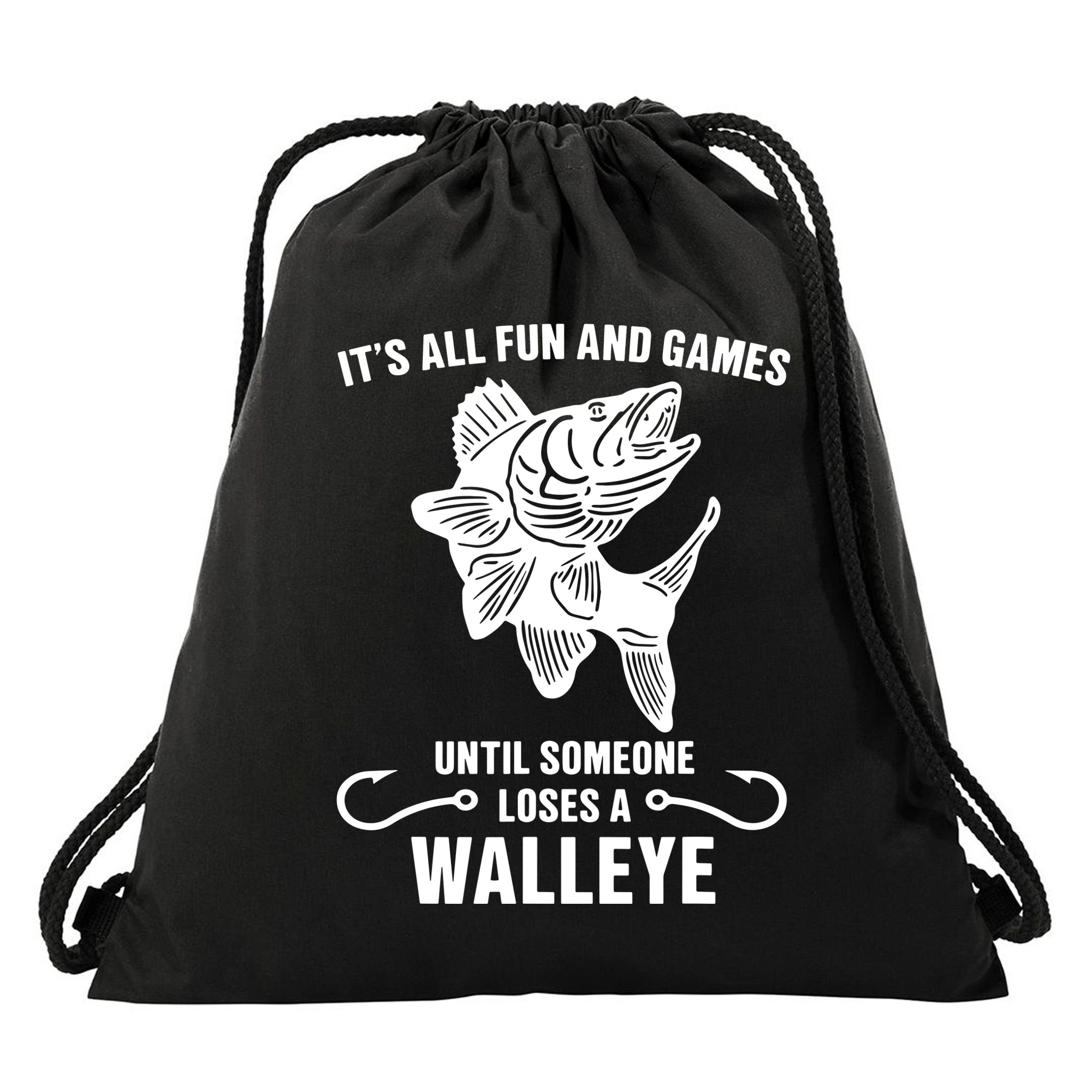 Walleye Fishing Pine Forest Treeline Fisherman Gift Drawstring Bag