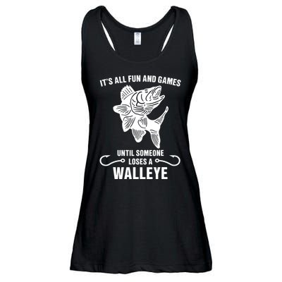 Walleye Fishing Pine Forest Treeline Fisherman Gift Ladies Essential Flowy Tank
