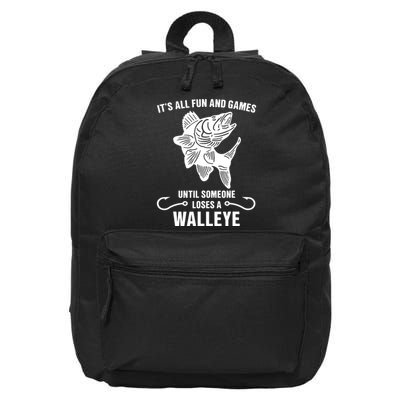 Walleye Fishing Pine Forest Treeline Fisherman Gift 16 in Basic Backpack