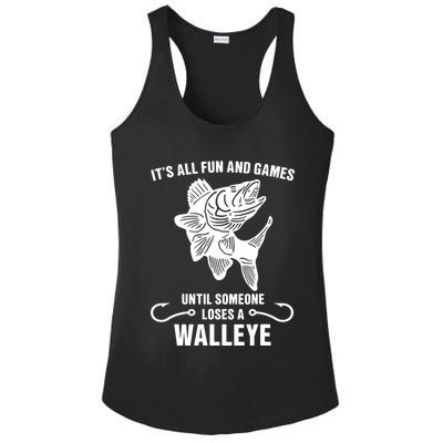 Walleye Fishing Pine Forest Treeline Fisherman Gift Ladies PosiCharge Competitor Racerback Tank