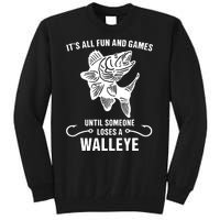 Walleye Fishing Pine Forest Treeline Fisherman Gift Tall Sweatshirt