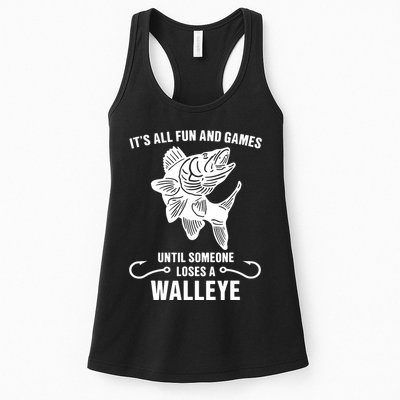 Walleye Fishing Pine Forest Treeline Fisherman Gift Womens Tank Top
