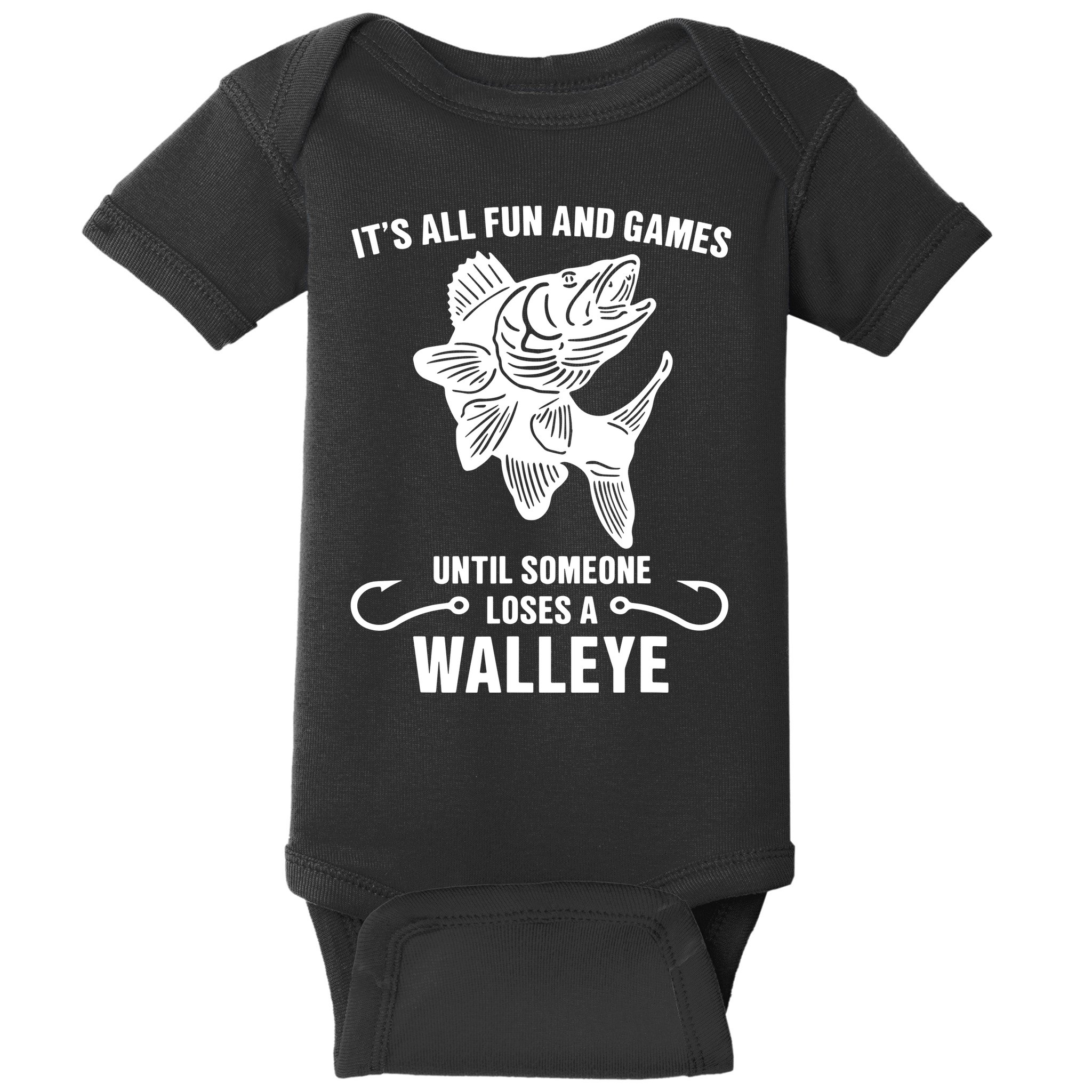 Walleye Fishing Pine Forest Treeline Fisherman Gift Baby Bodysuit