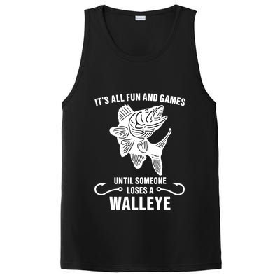 Walleye Fishing Pine Forest Treeline Fisherman Gift PosiCharge Competitor Tank