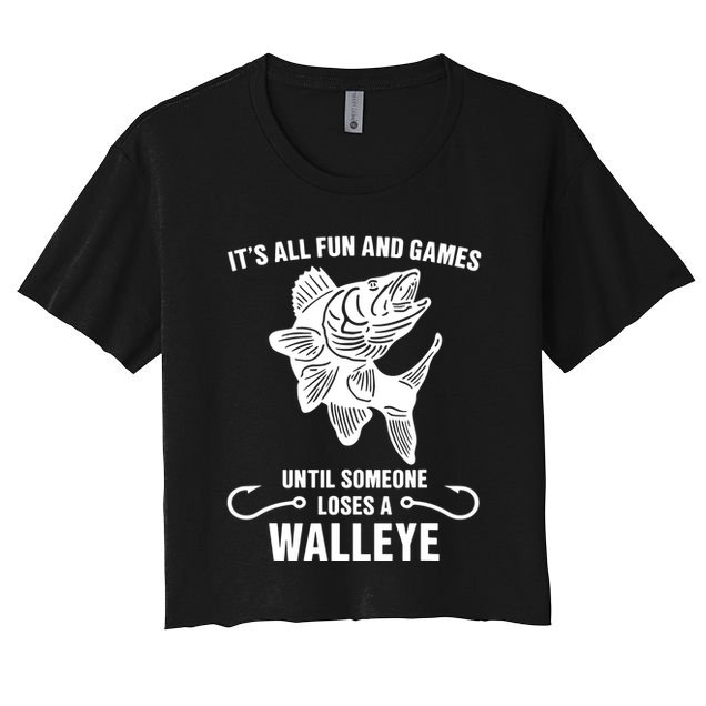 Walleye Fishing Pine Forest Treeline Fisherman Gift Crop Top