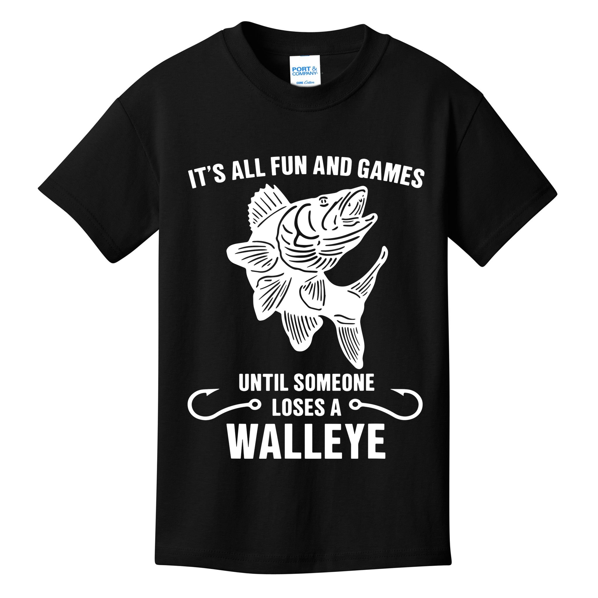Walleye Fishing Pine Forest Treeline Fisherman Gift Kids T-Shirt