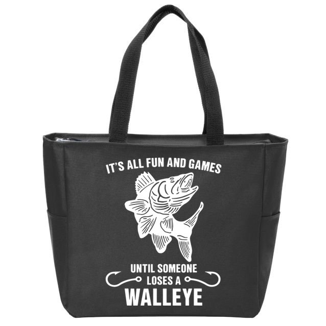 Walleye Fishing Pine Forest Treeline Fisherman Gift Zip Tote Bag