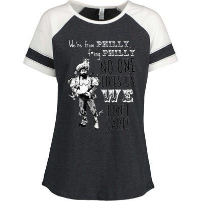 Were From P.H.I.L.L.Y No One Likes Us We Dont Care Enza Ladies Jersey Colorblock Tee