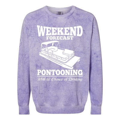 Weekend Forecast Pontooning With A Chance Of Ing Party Gift Colorblast Crewneck Sweatshirt