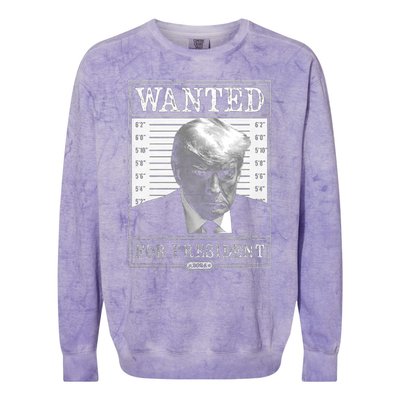 Wanted For President 2024 Colorblast Crewneck Sweatshirt