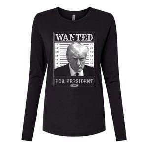 Wanted For President 2024 Womens Cotton Relaxed Long Sleeve T-Shirt