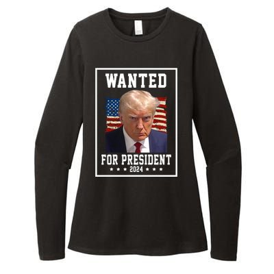 Wanted For President 2024 USA Donald Trump Womens CVC Long Sleeve Shirt