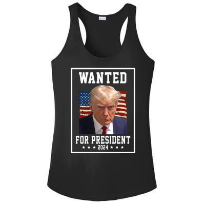 Wanted For President 2024 USA Donald Trump Ladies PosiCharge Competitor Racerback Tank