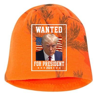 Wanted For President 2024 USA Donald Trump Kati - Camo Knit Beanie