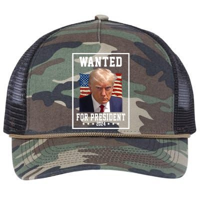 Wanted For President 2024 USA Donald Trump Retro Rope Trucker Hat Cap