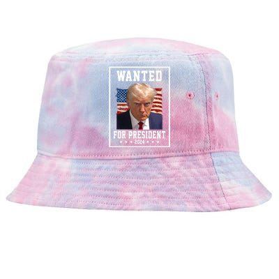 Wanted For President 2024 USA Donald Trump Tie-Dyed Bucket Hat