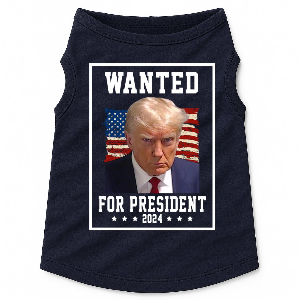 Wanted For President 2024 USA Donald Trump Doggie Tank