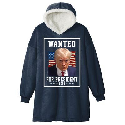 Wanted For President 2024 USA Donald Trump Hooded Wearable Blanket