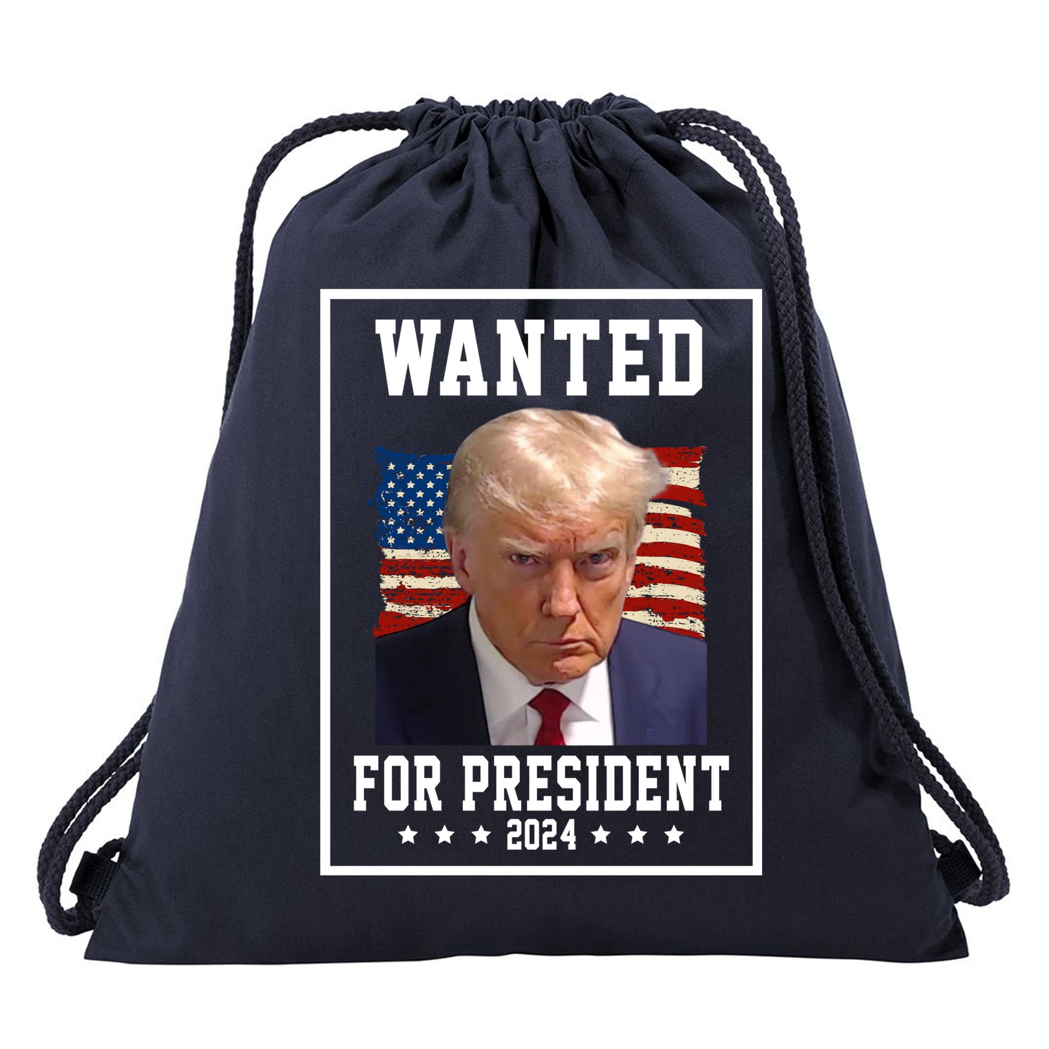 Wanted For President 2024 USA Donald Trump Drawstring Bag