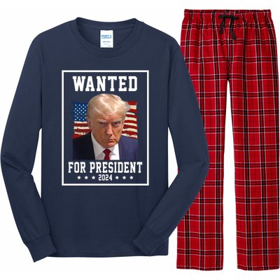 Wanted For President 2024 USA Donald Trump Long Sleeve Pajama Set