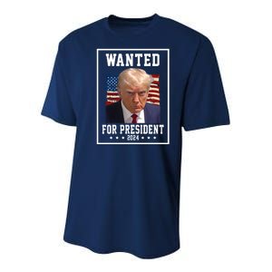 Wanted For President 2024 USA Donald Trump Youth Performance Sprint T-Shirt