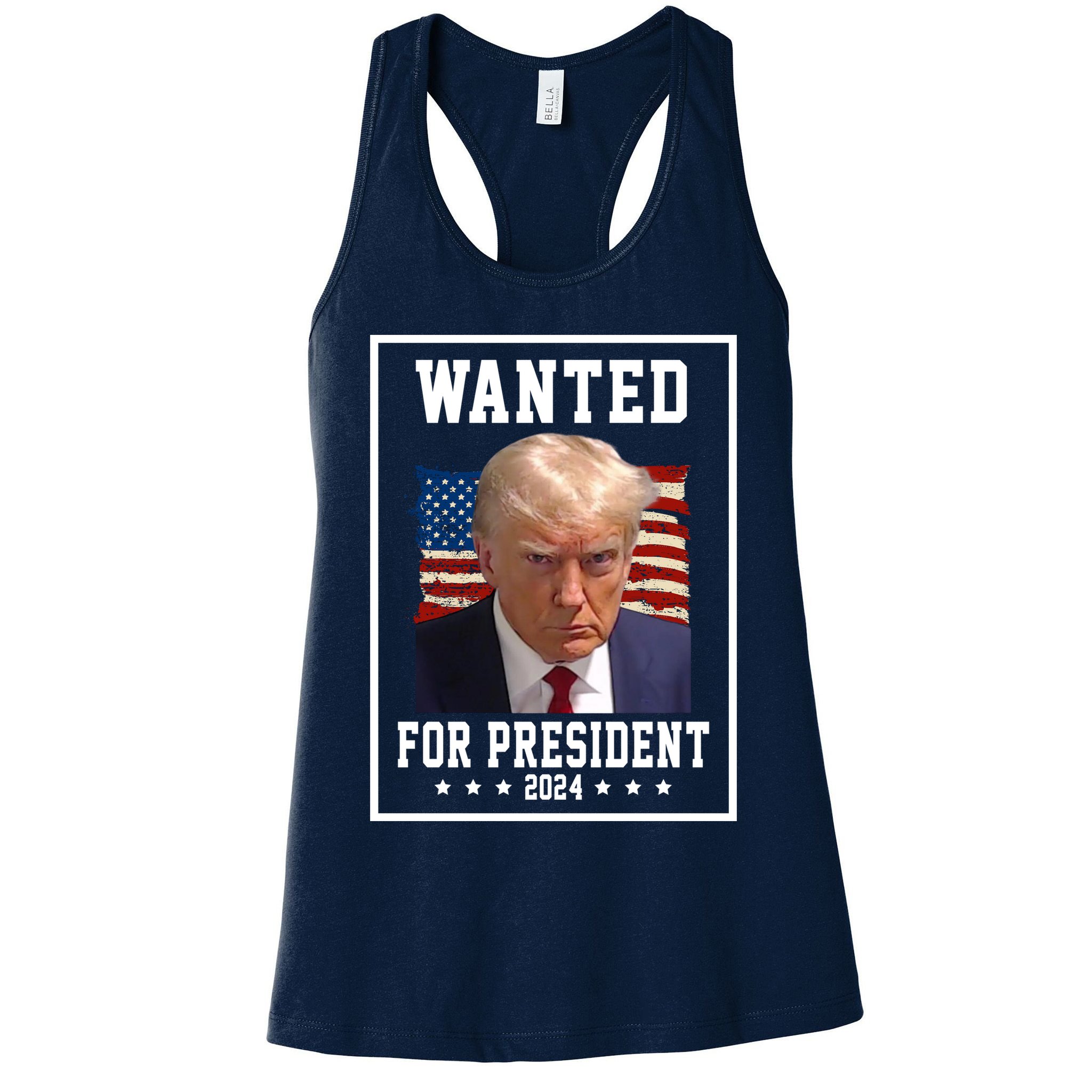 Wanted For President 2024 USA Donald Trump Womens Tank Top