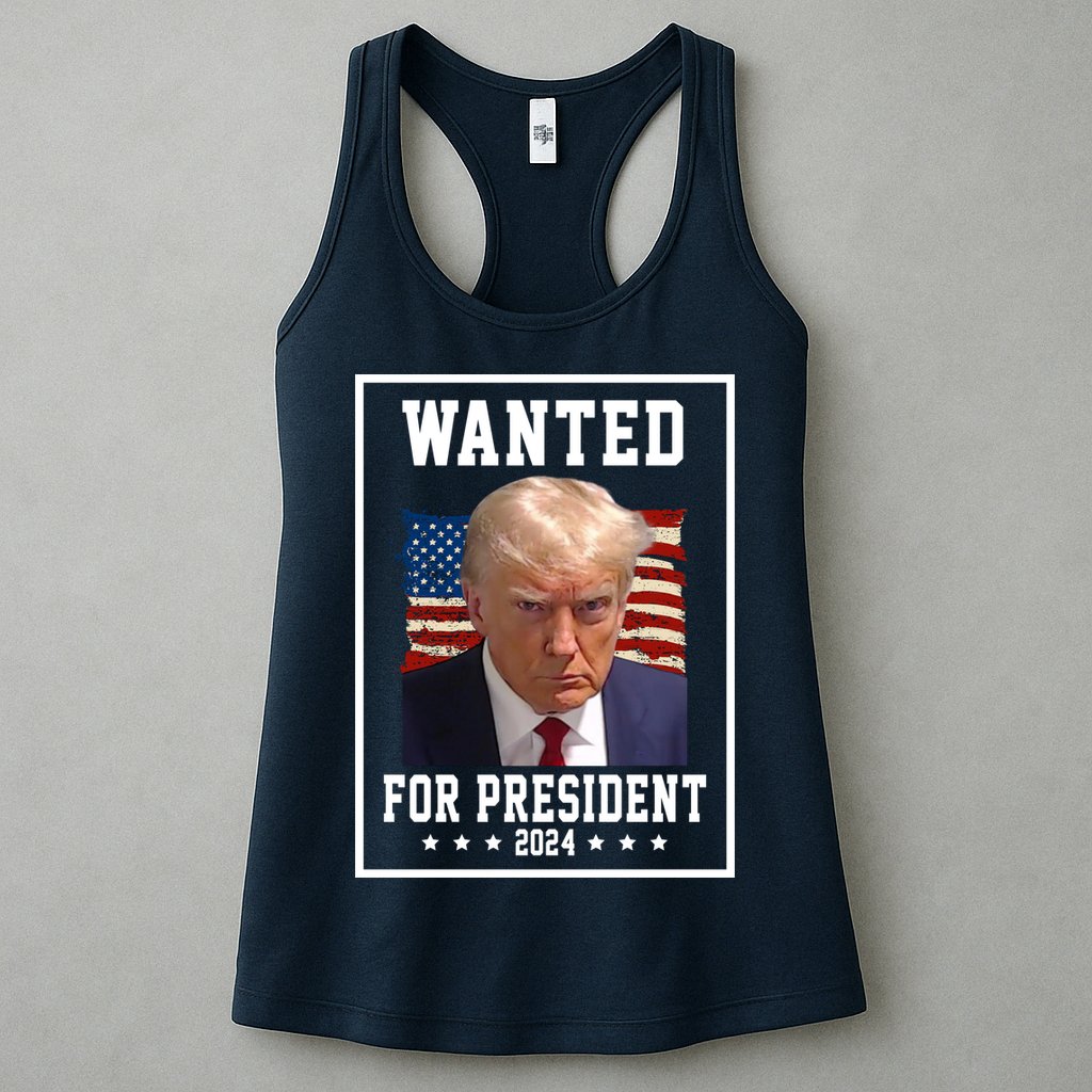Wanted For President 2024 USA Donald Trump Womens Tank Top