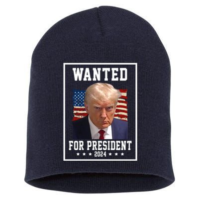 Wanted For President 2024 USA Donald Trump Short Acrylic Beanie