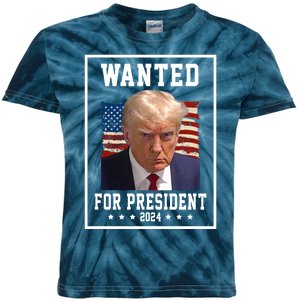 Wanted For President 2024 USA Donald Trump Kids Tie-Dye T-Shirt