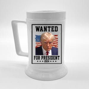 Wanted For President 2024 USA Donald Trump Beer Stein