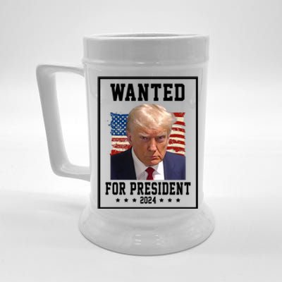 Wanted For President 2024 USA Donald Trump Beer Stein