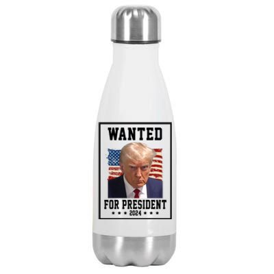 Wanted For President 2024 USA Donald Trump Stainless Steel Insulated Water Bottle