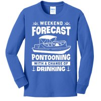 Weekend Forecast Pontooning With A Chance Of Ing Meaningful Gift Kids Long Sleeve Shirt