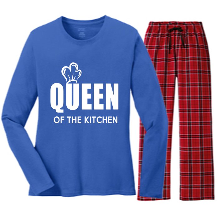 Wholesome Family Queen Of The Kitchen Cooking Gift Women's Long Sleeve Flannel Pajama Set 