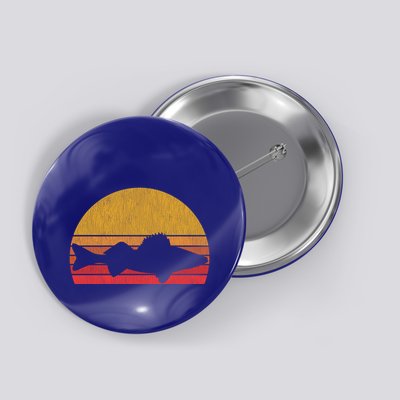 Walleye Fishing Retro Walleye Sauger Fisher Funny Gift Button