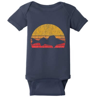 Walleye Fishing Retro Walleye Sauger Fisherman Baby Bodysuit