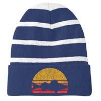 Walleye Fishing Retro Walleye Sauger Fisherman Striped Beanie with Solid Band