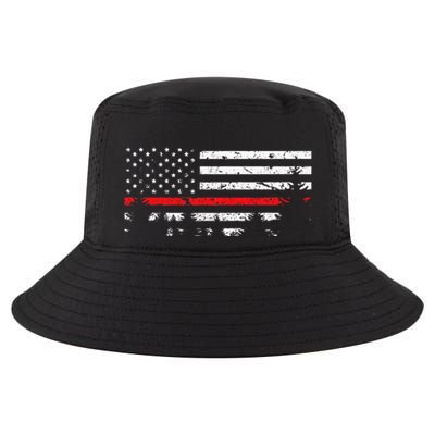 Wildland Firefighter Red Line American Flag Cool Comfort Performance Bucket Hat