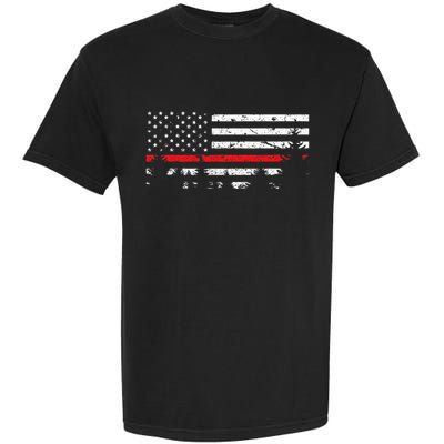 Wildland Firefighter Red Line American Flag Garment-Dyed Heavyweight T-Shirt