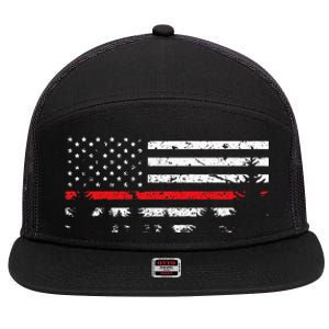 Wildland Firefighter Red Line American Flag 7 Panel Mesh Trucker Snapback Hat