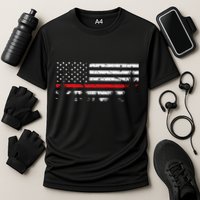 Wildland Firefighter Red Line American Flag Performance Shirt