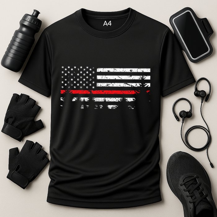 Wildland Firefighter Red Line American Flag Performance Shirt