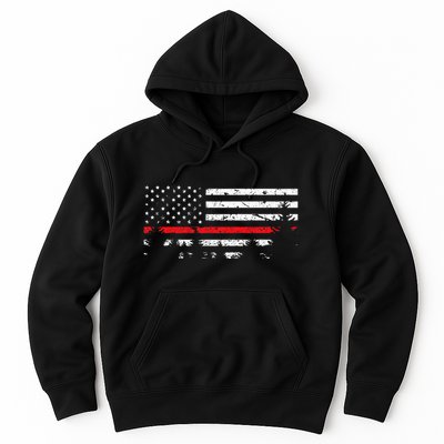 Wildland Firefighter Red Line American Flag Hoodie