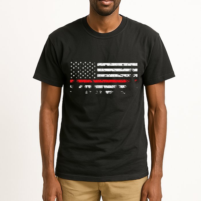 Wildland Firefighter Red Line American Flag Tall T-Shirt