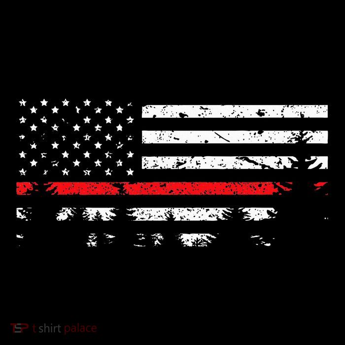 Wildland Firefighter Red Line American Flag Tall T-Shirt