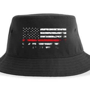 Wildland Firefighter Red Line American Flag Sustainable Bucket Hat