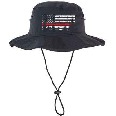 Wildland Firefighter Red Line American Flag Bucket Hat